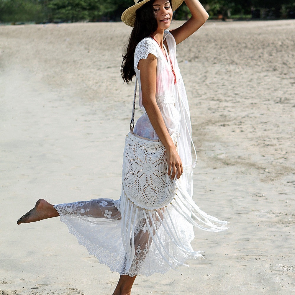 Tulle & Batiste Fairy Love White Lace Duster Cover-Up M/L